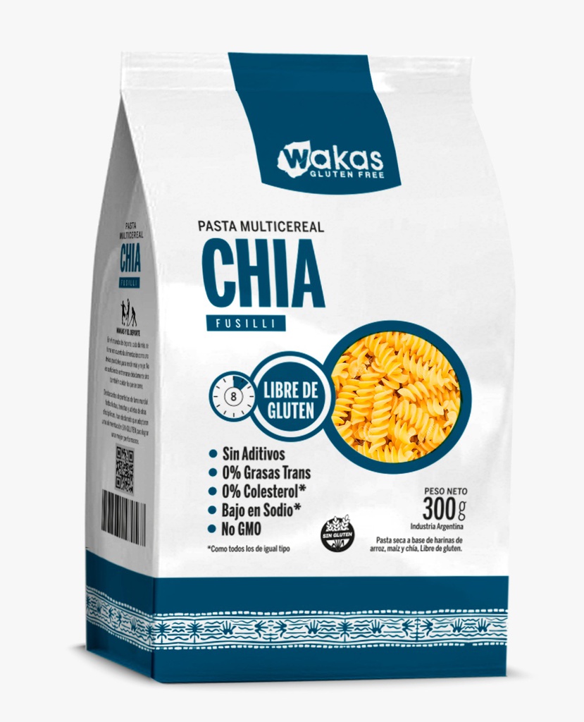 Pasta proteica fusilli CHIA x300g - Wakas