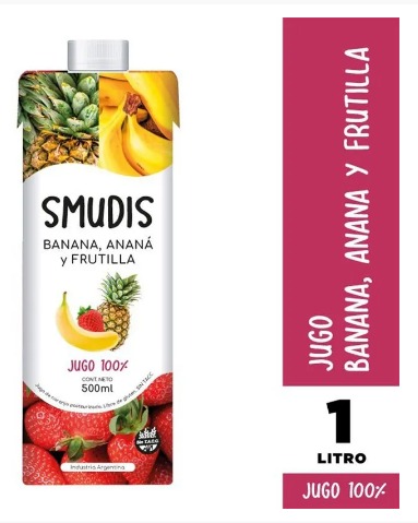 SMUDIS de BANANA, ANANA Y FRUTILLA x1l - Biba