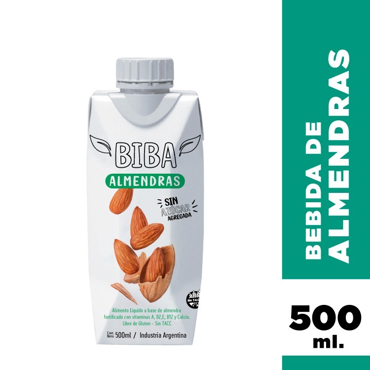 BEBIDA de ALMENDRAS original SIN AZUCAR x500ml - Biba