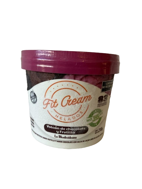 FitCream - Helado de VOLCAN de CHOCOLATE y FRUTILLA x250g - La Montevideana