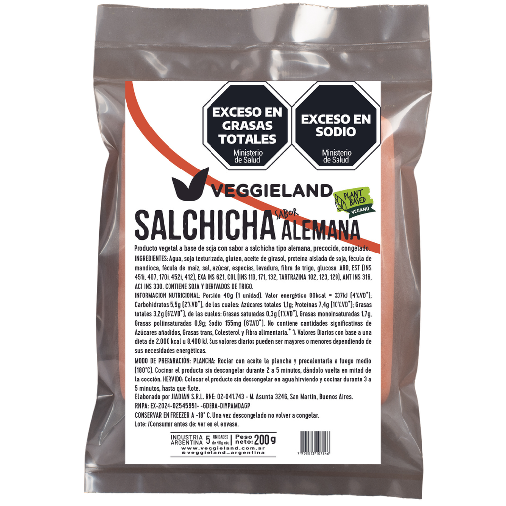 Salchichas ALEMANAS x5 unidades - Veggieland