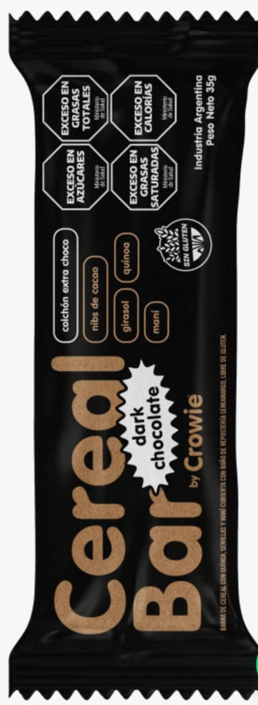 Caja x16 barras - CEREAL chocolate DARK - Crowie