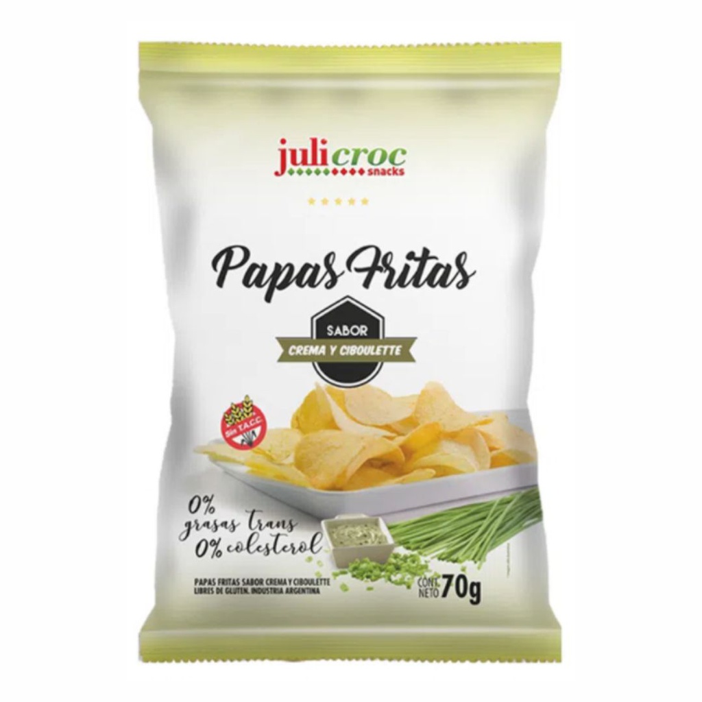Papas fritas sabor CREMA y CIBOULETTE x70g - Juli Croc